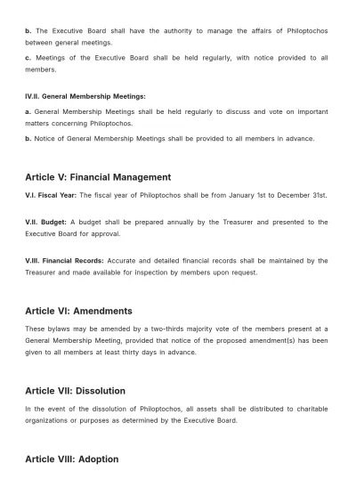 Free Philoptochos Bylaws Template to Edit Online
