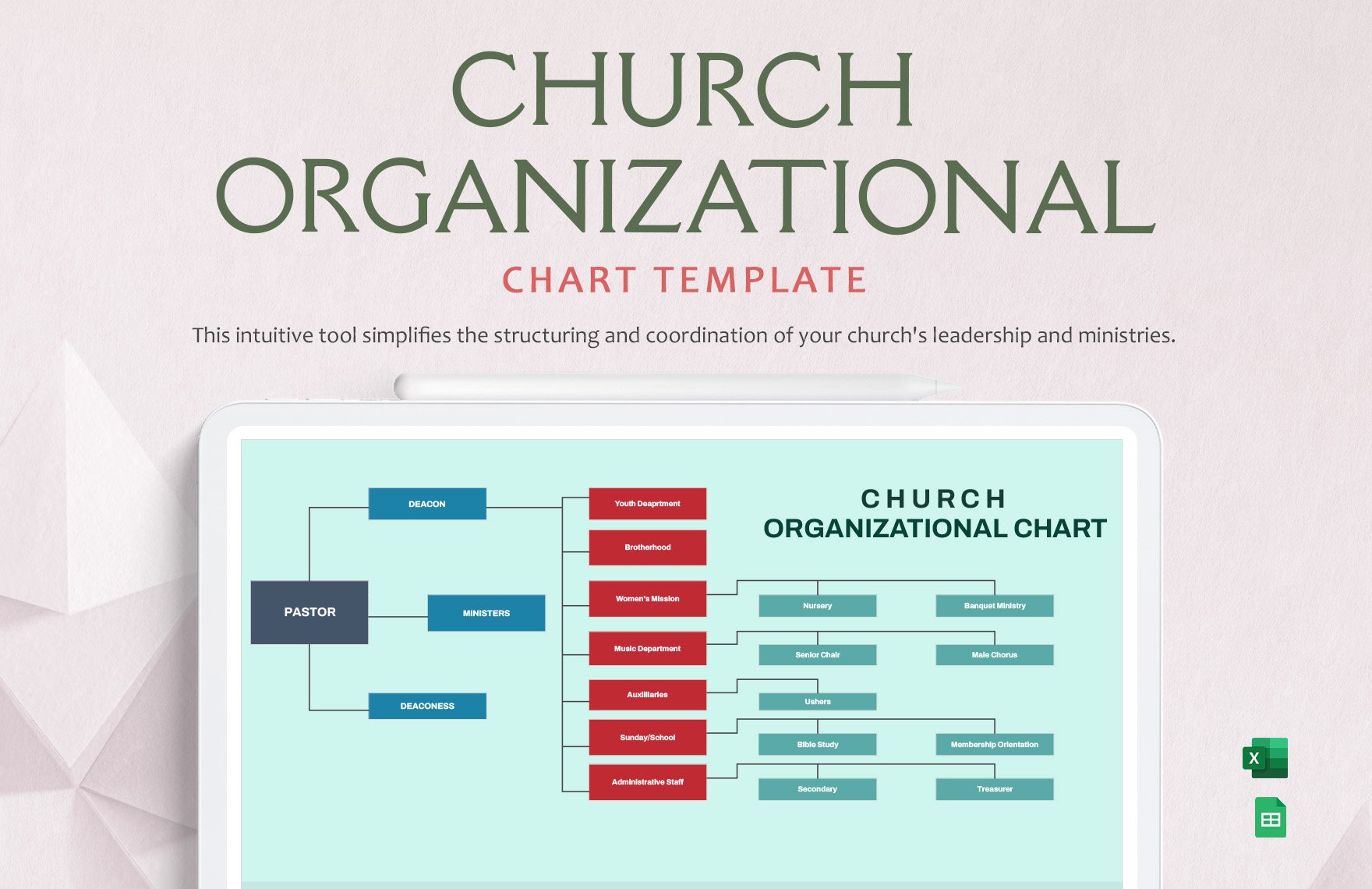 Church Organizational Chart Template in Excel, Google Sheets