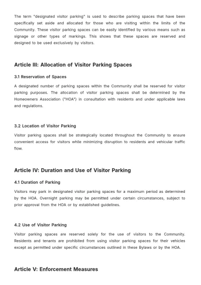 Free Visitor Parking Bylaws Template to Edit Online