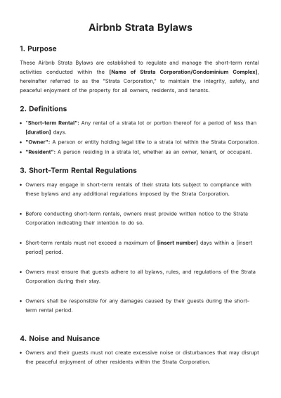 Free Airbnb Strata Bylaws Template to Edit Online