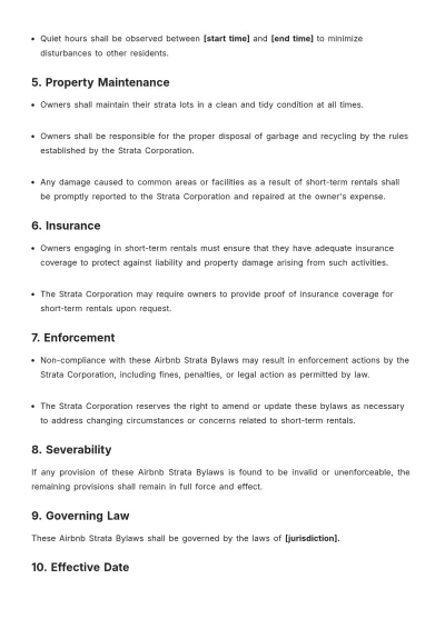 Free Airbnb Strata Bylaws Template to Edit Online