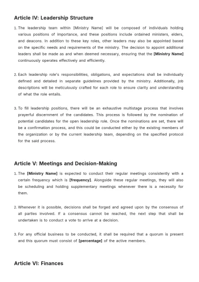 Free Ministry Constitution And Bylaws Template to Edit Online