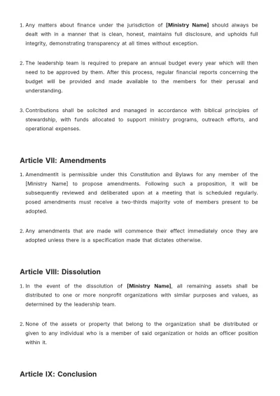 Free Ministry Constitution And Bylaws Template to Edit Online