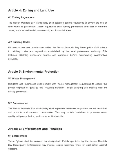 Free Nelson Mandela Bay Municipality Bylaws Template to Edit Online