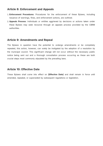 Free Cbrm(Cape Breton Regional Municipality) Bylaws Template to Edit Online