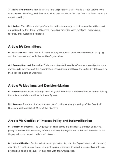 Free Washington Bylaws Template to Edit Online