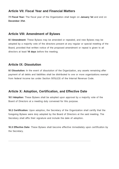 Free Washington Bylaws Template to Edit Online