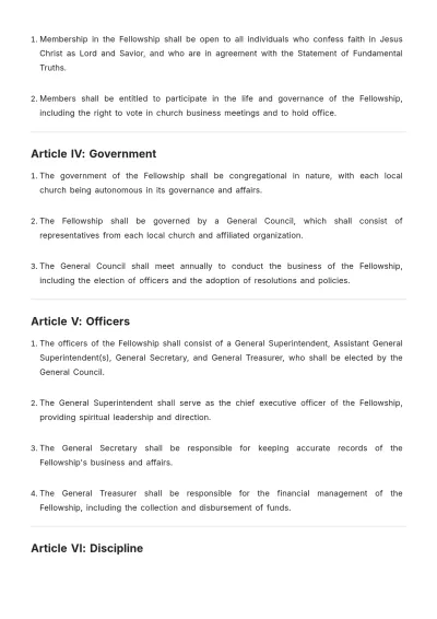 Free Assembly Of God Constitution And Bylaws Template to Edit Online