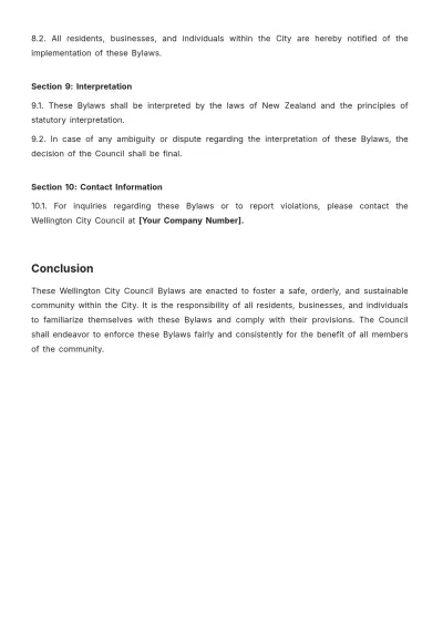 Free Wellington City Council Bylaws Template to Edit Online
