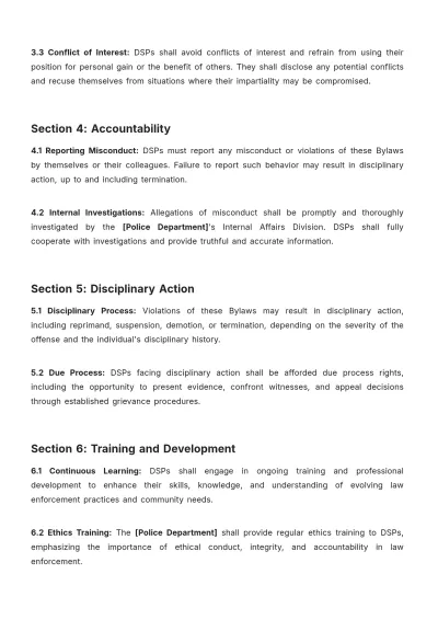 Free Dsp(Deputy Superintendent Of Police) Bylaws Template to Edit Online