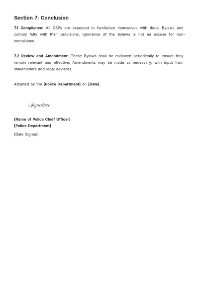 Free Dsp(Deputy Superintendent Of Police) Bylaws Template to Edit Online