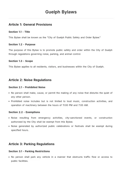 Free Guelph Bylaws Template to Edit Online