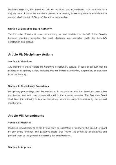 Free Sorority Bylaws Template to Edit Online