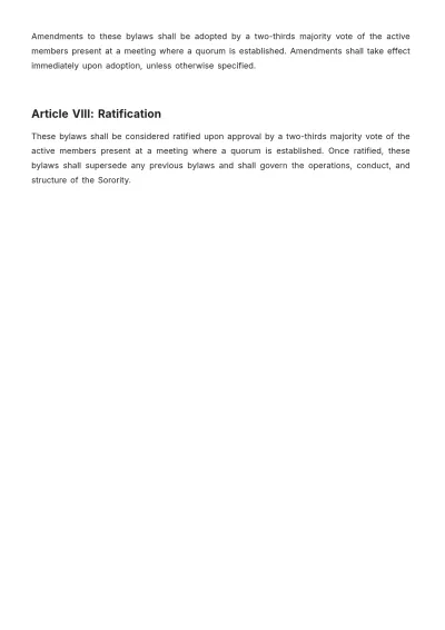 Free Sorority Bylaws Template to Edit Online