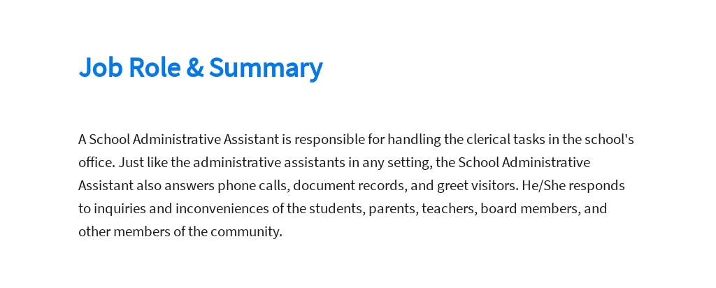 Free School Admin Assistant Job Ad and Description Template 2.jpe