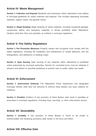 Free Abbotsford Bylaws Template to Edit Online