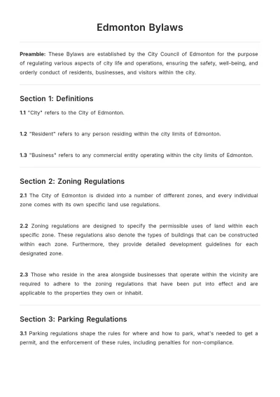 Free Edmonton Bylaws Template to Edit Online