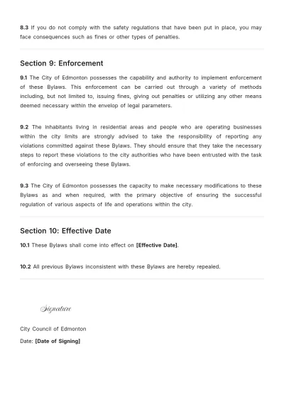 Free Edmonton Bylaws Template to Edit Online