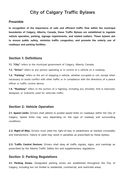 Free City Of Calgary Traffic Bylaws Template to Edit Online