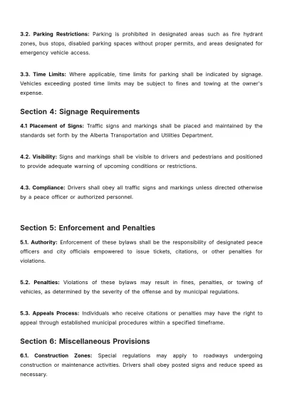 Free City Of Calgary Traffic Bylaws Template to Edit Online