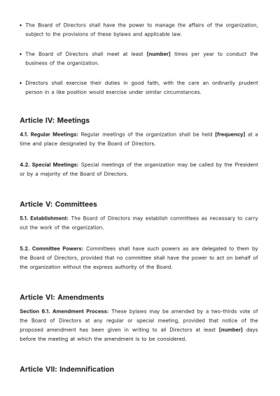 Free California Bylaws Template to Edit Online