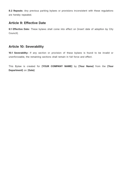 Free City Of Surrey Parking Bylaws Template to Edit Online