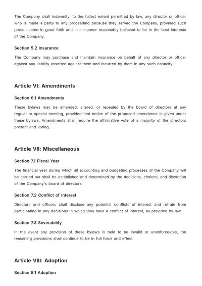 Free Tesla Bylaws Template to Edit Online