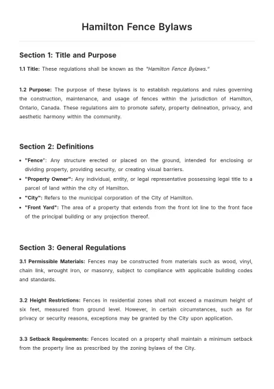 Free Hamilton Fence Bylaws Template to Edit Online