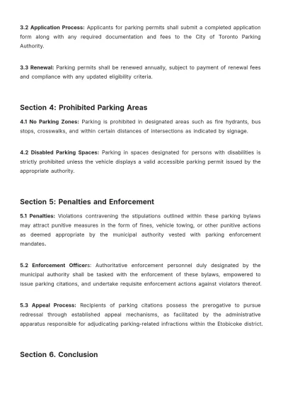 Free Etobicoke Parking Bylaws Template to Edit Online