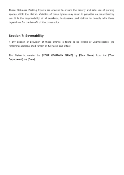 Free Etobicoke Parking Bylaws Template to Edit Online
