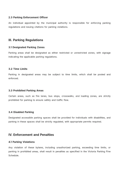 Free Victoria Parking Bylaws Template to Edit Online