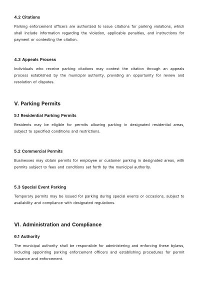 Free Victoria Parking Bylaws Template to Edit Online