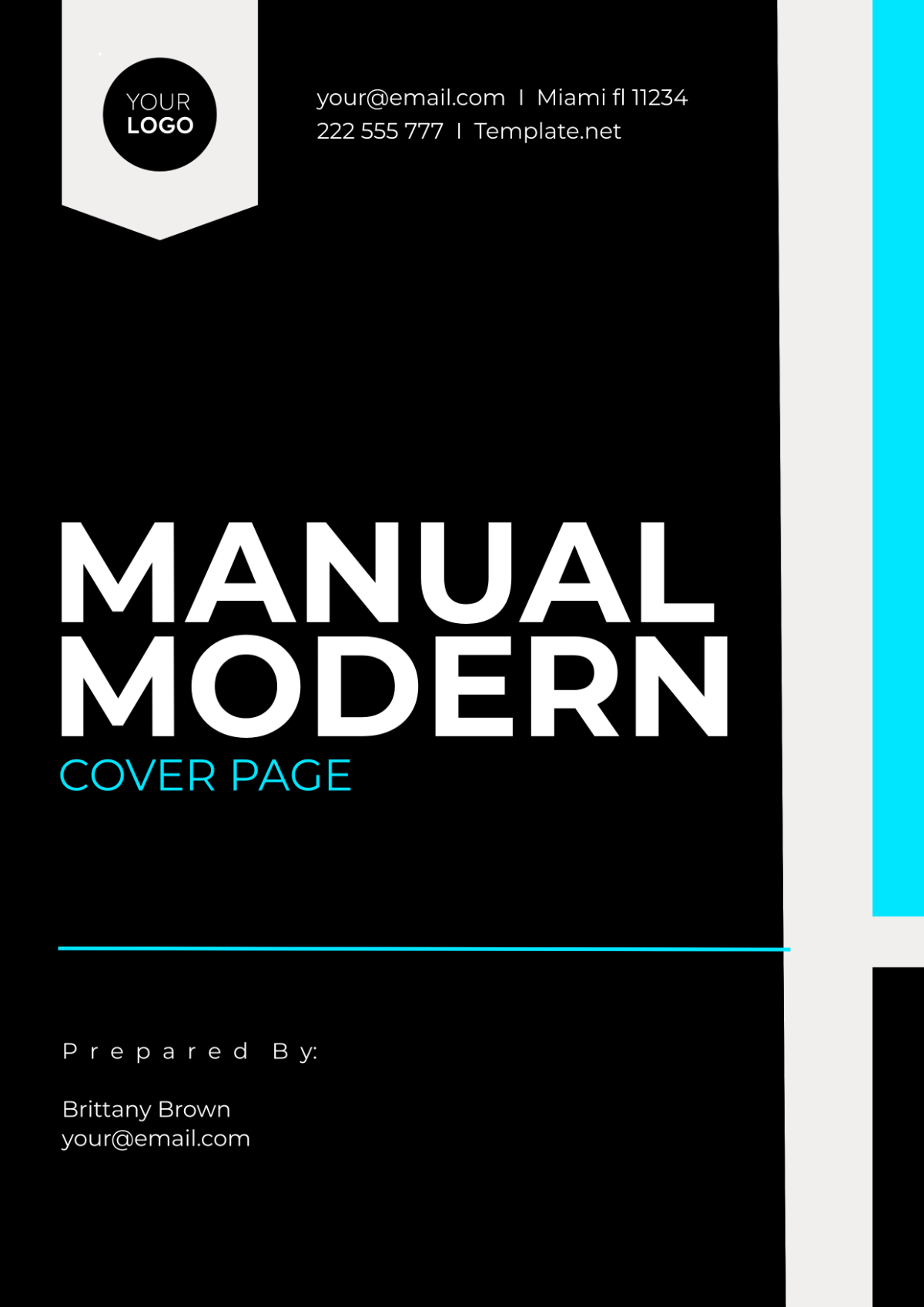 Manual Modern Cover Page Template - Edit Online & Download Example ...