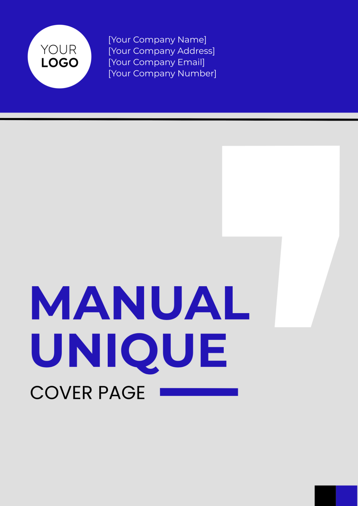 Manual Unique Cover Page