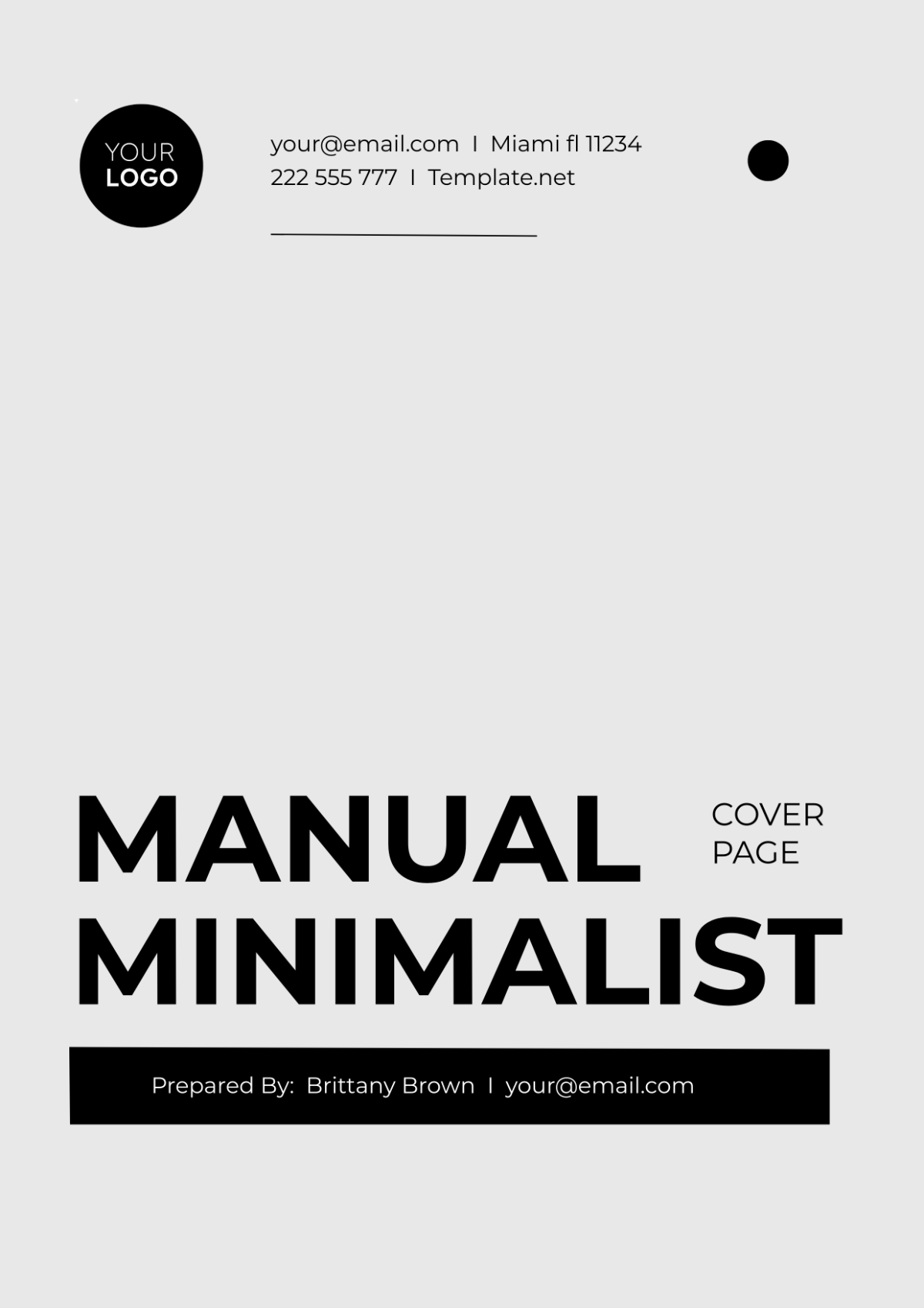 Manual Minimalist Cover Page Template - Edit Online & Download Example ...