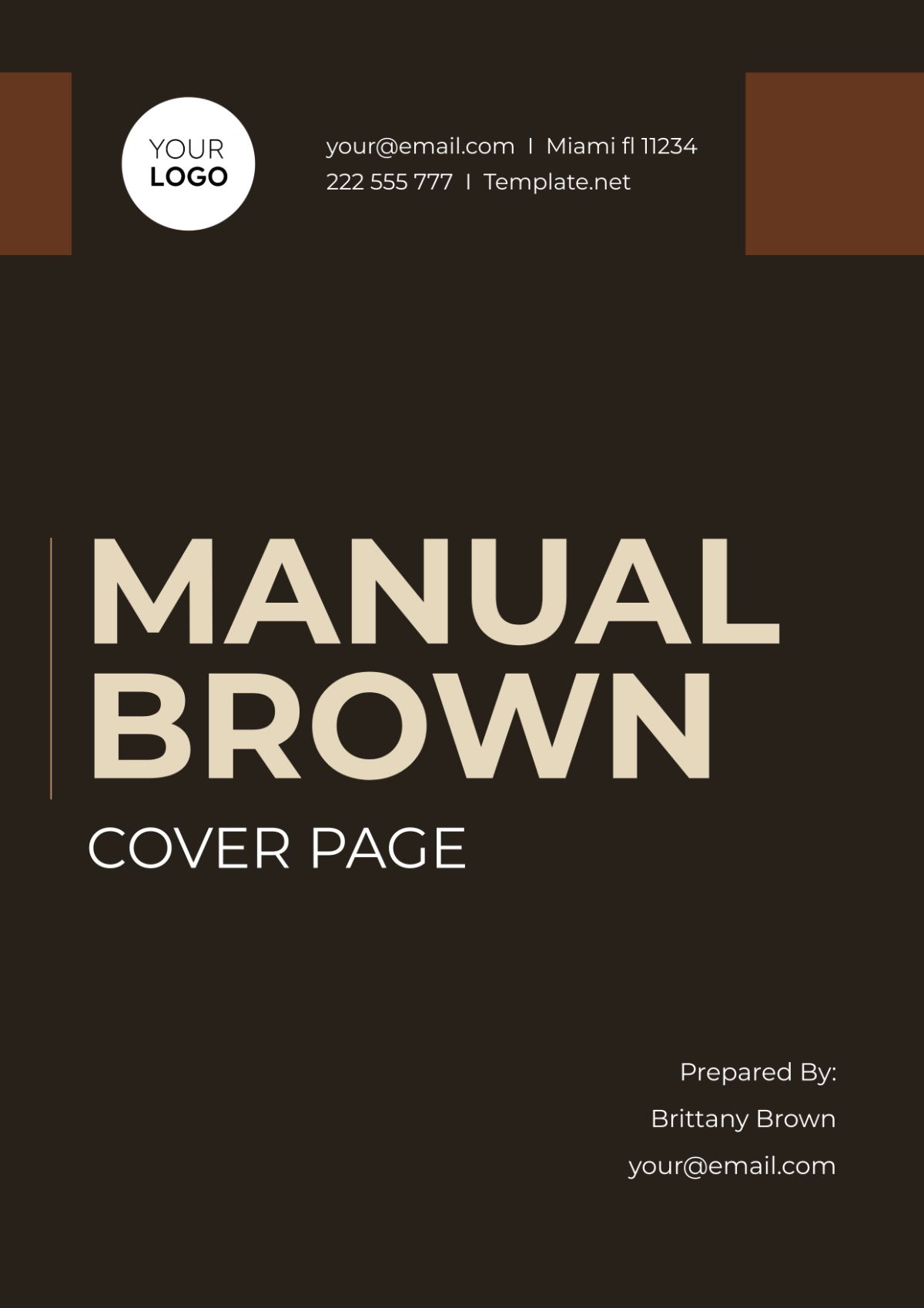 Manual Brown Cover Page Template