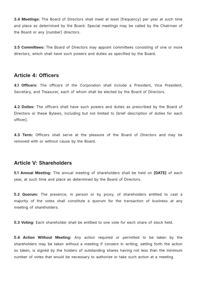 Free Utah Bylaws Template to Edit Online