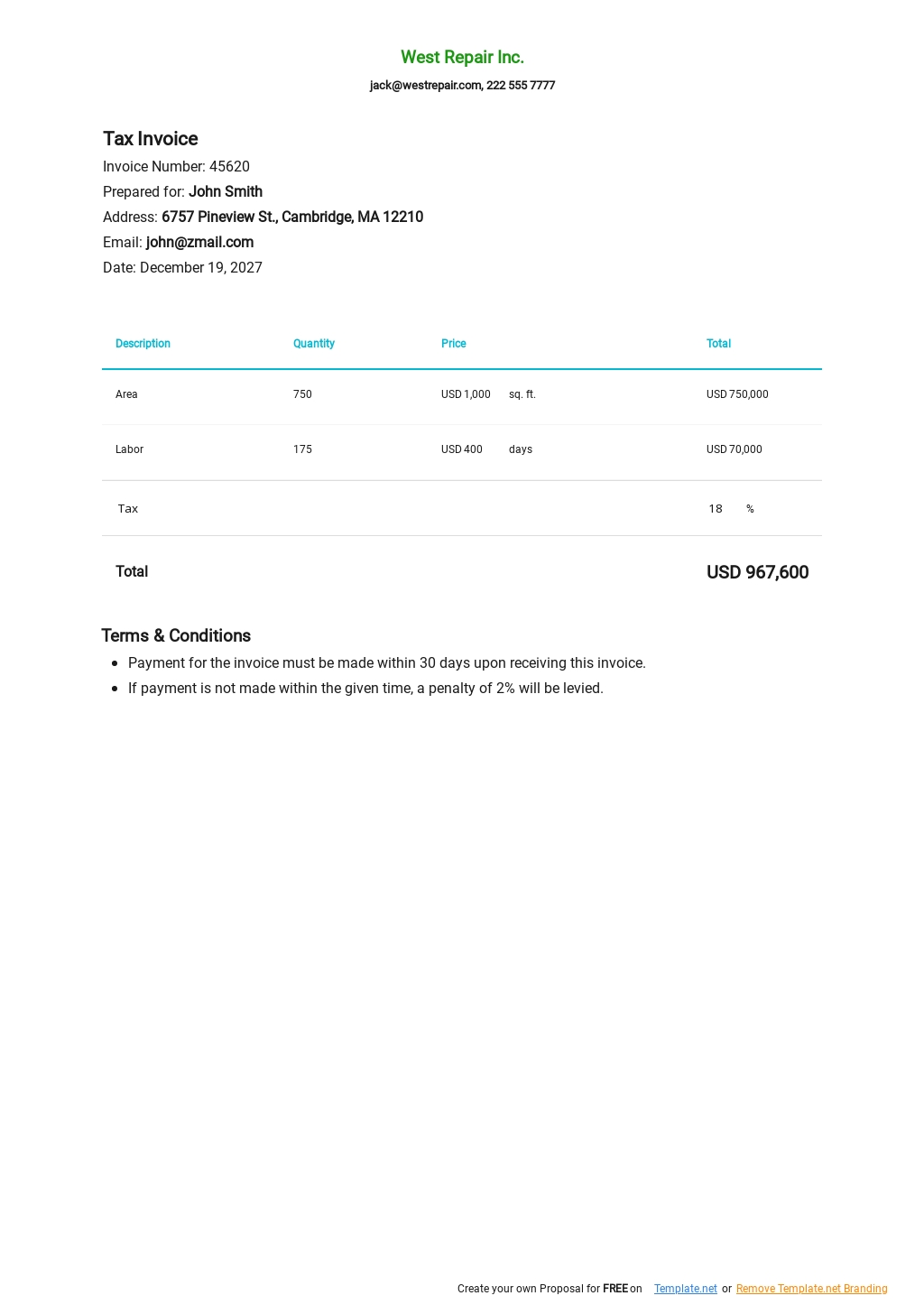 invoice template for mac