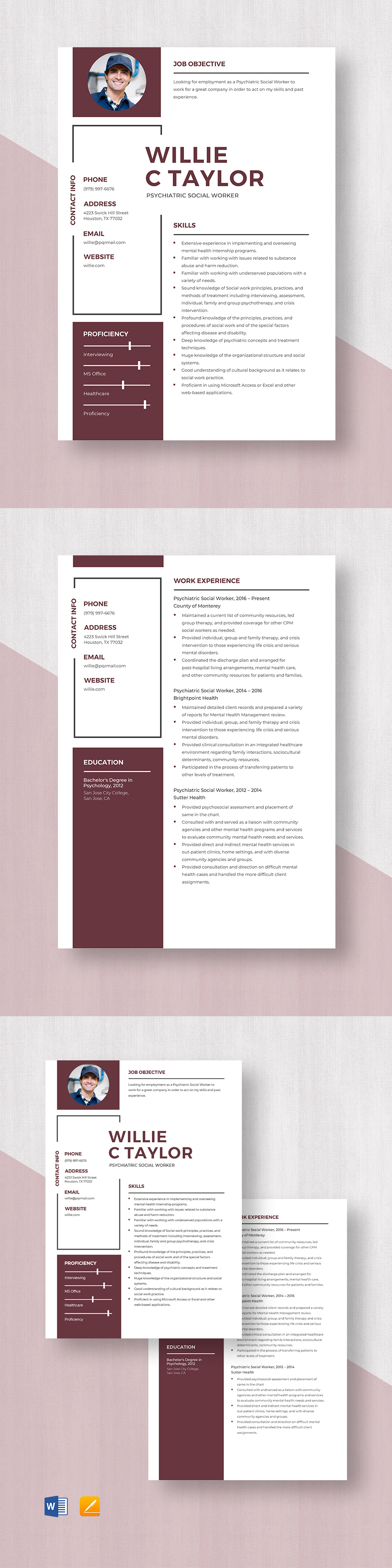 psychiatric-social-worker-resume-template-word-apple-pages