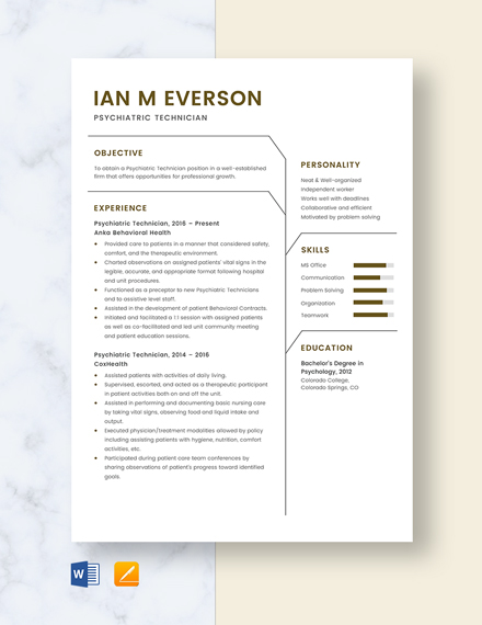 Free Psychiatric Travel Nurse Resume Template - Edit Online & Download ...