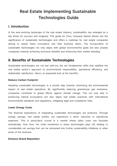 Free Real Estate Implementing Sustainable Technologies Guide Template to Edit Online