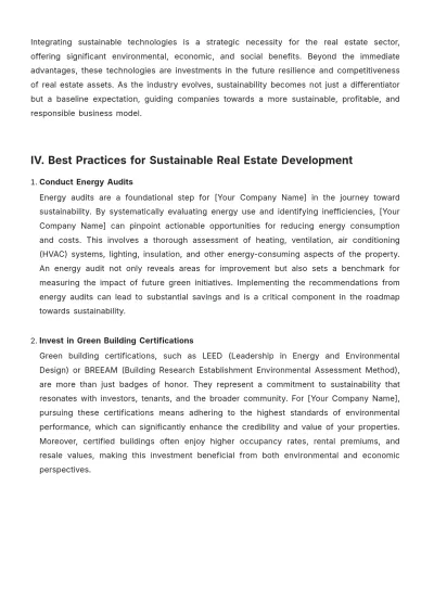 Free Real Estate Implementing Sustainable Technologies Guide Template to Edit Online