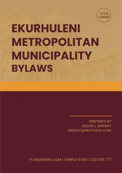 Free Ekurhuleni Metropolitan Municipality Bylaws Template to Edit Online