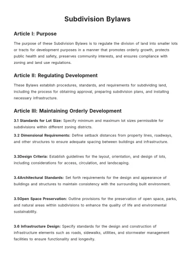 Free Subdivision Bylaws Template to Edit Online