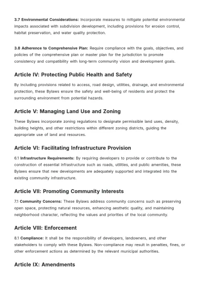 Free Subdivision Bylaws Template to Edit Online