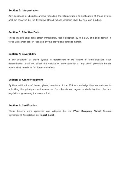 Free Student Government Bylaws Template to Edit Online