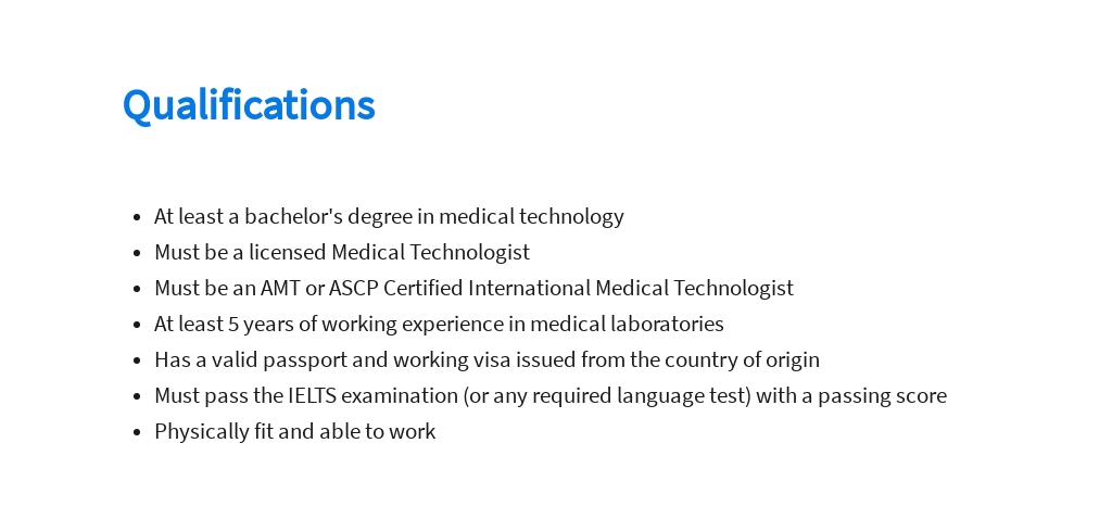 Free International Medical Technologist Job Ad and Description Template 5.jpe