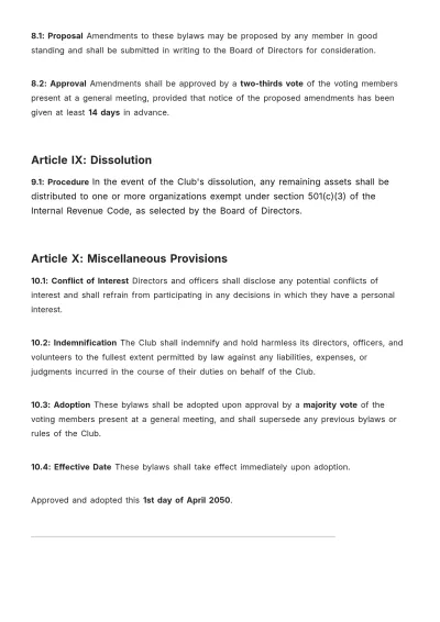 Free 501(C)(7) Bylaws Template to Edit Online