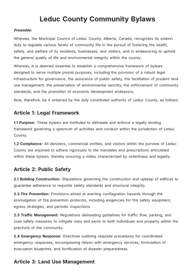 Free Leduc County Bylaws Template to Edit Online