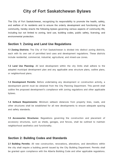 Free City Of Fort Saskatchewan Bylaws Template to Edit Online